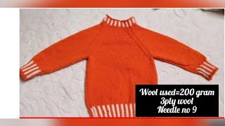 Baby Raglan Sweater 1-2 year(बच्चे का फुल स्वेटर)|Knitting Hindi|Subtitles available#84