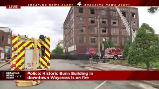 Historic building burning in downtown Waycross