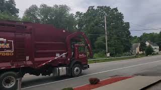 Marangi Garbage Disposal Mack Mcneilus front loader with an horn salute in New Windsor NY