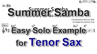 Summer Samba (So Nice) - Easy Solo Example for Tenor Sax