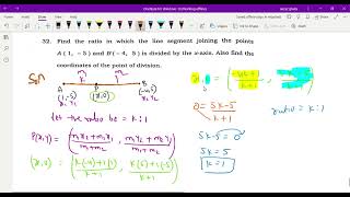 find the ratio in which the line segment joining the points A(1, -5) and B (-4, 5) is divided by