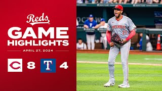 Reds vs. Rangers Game Highlights (4/27/24) | MLB Highlights