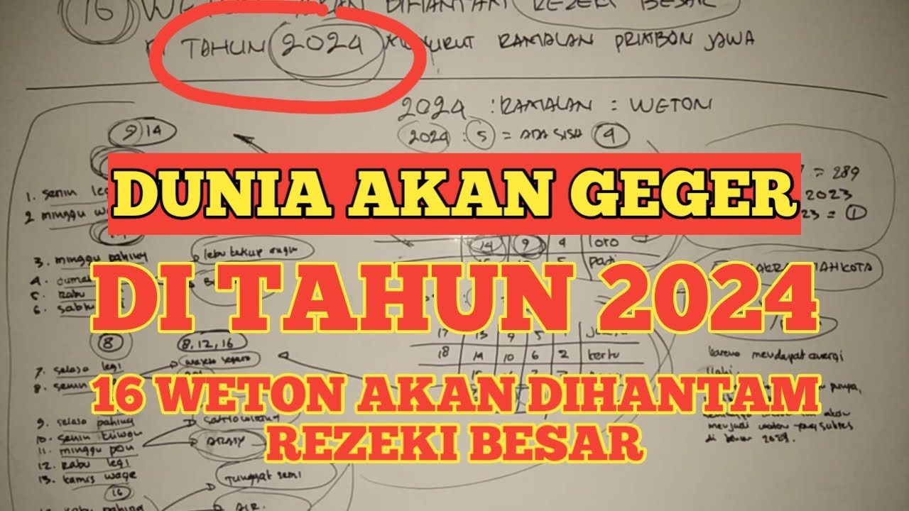 16 Weton Akan Dihantam REZEKI Besar Di Tahun 2024, RAMALAN PRIMBON JAWA ...