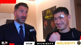 EDDIE HEARN \u0026 DMITRY BIVOL GIVE FIRST REACTION FROM DRESSING ROOM TO UNDISPUTED WIN VS BETERBIEV