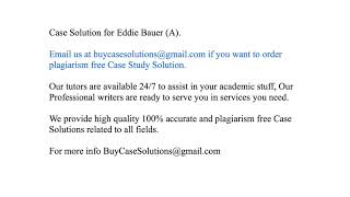 Case Solution Eddie Bauer (A)