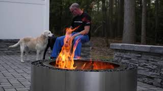 LUXEVE smokeless FIRE PIT on a modern PATIO!