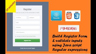 Register Form | HTML | CSS | ReactJS | Regular Expressions