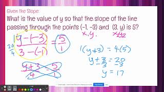 Finding a missing value given slope