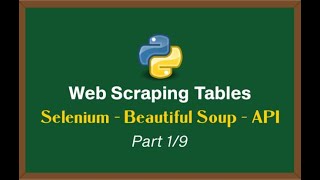 Web Scraping Tables with Python Series - Selenium | Beautiful Soup | API Scraping [Part 1/9]