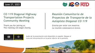 CO 119 Diagonal Highway Bikeway and Safety and Mobility Project Community Meeting, June 27, 2022