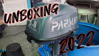 Unboxing Parsun 5.8 2022 Outboard Machine for fishing on the beach