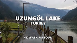 Uzungöl, Trabzon Walking Tour 2023 | 4K 60FPS Uzungol lake walking tour during the rain!