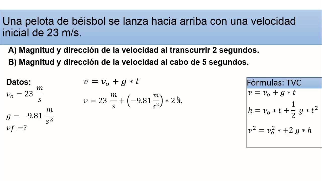 Tiro Vertical De Los Cuerpos- EJERCICIO RESUELTO - YouTube