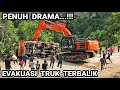 FULL OF DRAMA, Evacuation of an overturned truck on an extreme incline #Excavator