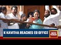 K Kavitha Reaches ED Office; Supporters Of BRS MLC Hit Street | Delhi Liquor Policy Scam Case