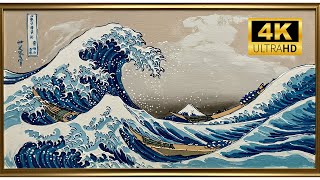 𝑻𝒉𝒆 𝑮𝒓𝒆𝒂𝒕 𝑾𝒂𝒗𝒆 𝑭𝒓𝒂𝒎𝒆𝒅 𝒊𝒏 4𝑲 – A Stunning Art Screensaver 🌊✨| Gold Frame TV ART | Screensaver for TV