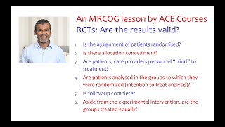 MRCOG lesson: Randomised controlled trials (RCTs): Part A: Quality of methods