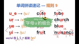 单词拼读规则9： 和字母u有关的元音字母组合：u_e ue ui ur 组合！都是常见的组合！