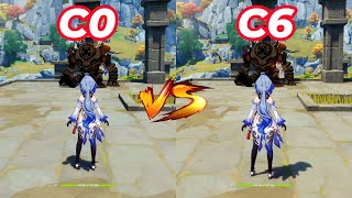 Ganyu C6 vs C0! How Much Difference? DMG Comparison