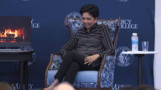 Former Pepsico CEO Indra Nooyi with our Mercy College students -- fireside chat in full!