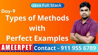 Java | Types of Methods with Examples | By Srinivas | Ameerpet Technologies