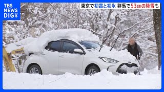 東京で「初霜」と「初氷」観測　けさの都心2.5度と今季最低の気温　群馬で積雪「こんな一晩で積もるとは」　週末にかけ「10年に一度の寒気」も｜TBS NEWS DIG