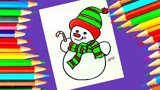HOW TO DRAW SNOWMAN EASY STEP BY STEP || CHRISTMAS DAY DRAWING #christmas #easydrawing