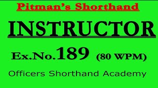 Dictation of Pitman Instructor And Key Ex No.189 | @sohailshouket | Instructor | Shorthand Dictation