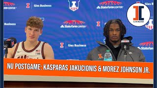 Northwestern postgame: Illini players Kasparas Jakucionis and Morez Johnson Jr.