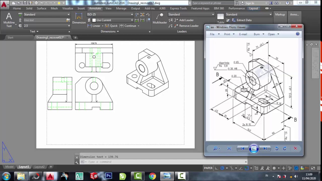 Cara Membaca Gambar 3d Ke 2d Pemula AutoCAD # 33 Teknik Mesin - YouTube