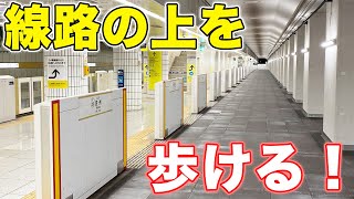 線路の上を歩いている感覚が味わえる駅。