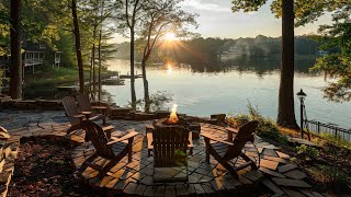 Soothing Lake Sounds with a Fire Pit Crackling helps to Relax, Study, Focus | Relaxing Lakeside