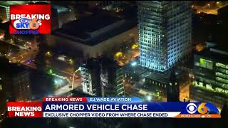 Aerial view of  stolen military vehicle that led Virginia police on chase