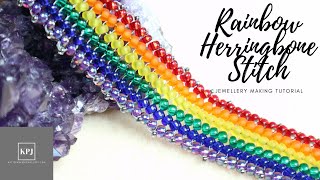 Herringbone Stitch - Flat Herringbone Seed Bead Bracelet - Jewellery Making Tutorial - Rainbow