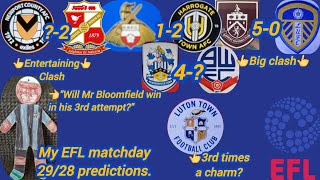 My EFL matchday 29/28 predictions. \