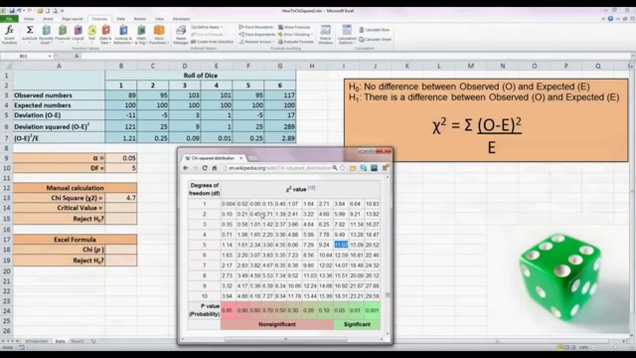 How To... Perform A Chi-Square Test In Excel 2010 - YouTube