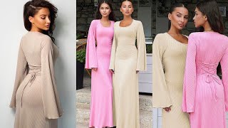 How To Cut And Sew A Maxi Gown With Side loops And Trumpet sleeve_Trendy A-Line dress Tutorial....