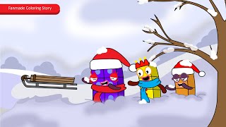 The excitement of sledding in winter  | Numberblocks Fanmade Coloring Story