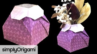 ORIGAMI Flower Vase | Make an EASY paper FLOWER VASE | How to 🌸 | by Gay Merrill Gross