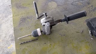 Hand drill made from grinder. . broken grinder made into hand drill