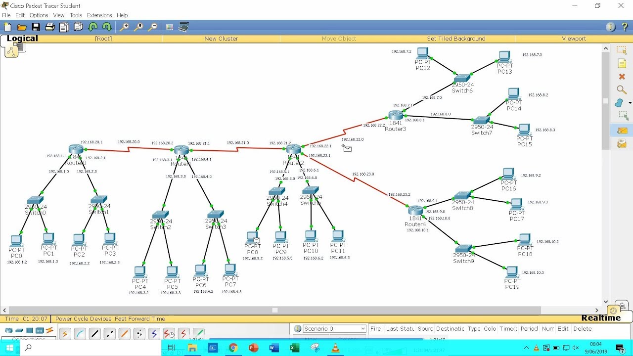 Packet Tracer Enrutamiento Estático Con 5 Router - YouTube