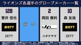 埼玉西武ライオンズの各選手の使用グローブメーカー一覧2022