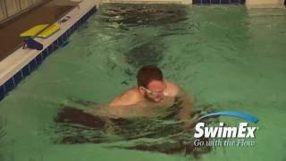 Former New England Patriots player Thomas Austin using a SwimEx Pool