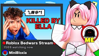 I Stream Sniped Minibloxia As A FANGIRL.. (Roblox Bedwars)