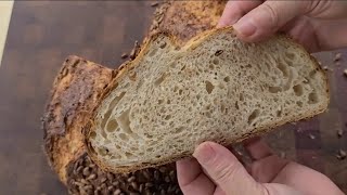 نون کنجدی خمیرترش سالم با طعم بی نظیر Easy delicious Sesame seeds sourdough