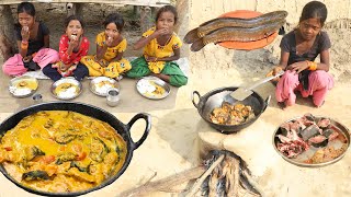 Snakehead Murrel Fish Curry In Village | river fish fry cooking in village | Santali Village Kitchen