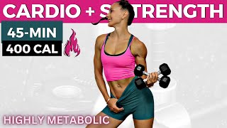 45-MIN TOTAL BODY CARDIO STRENGTH + GLUTE and ABS WORKOUT (metabolic conditioning, fast weight loss)