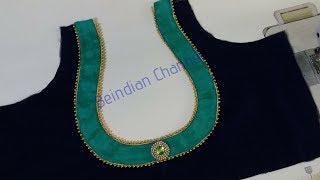 Round Blouse Design Double Piping Back Neck Designs Cutting And