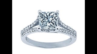 Princess Cut Split Band Diamond Engagement Ring! 2.15 Carat H,SI3