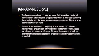Lasso Programming: [array→reserve]